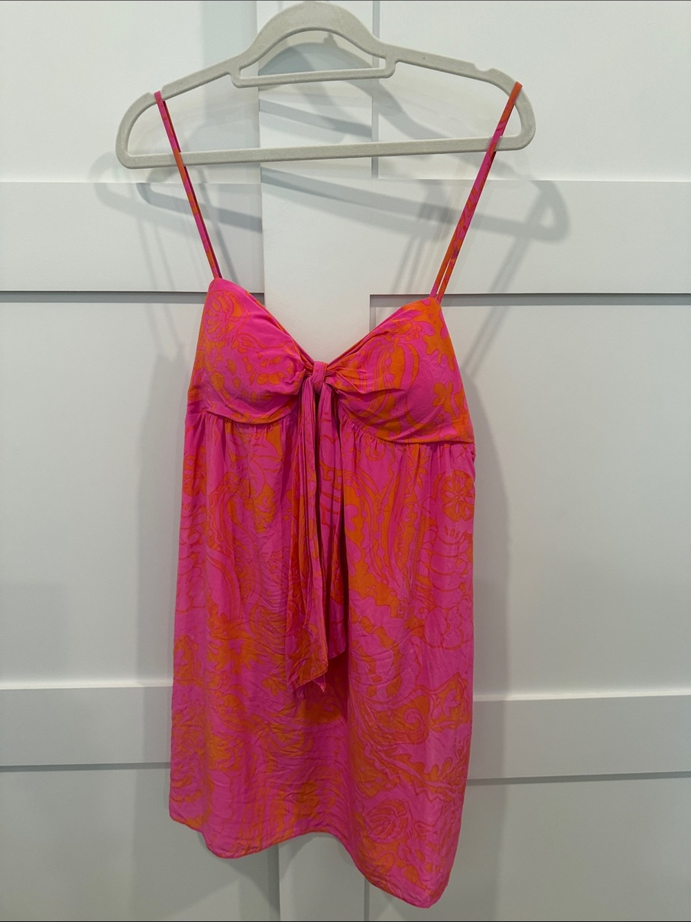 Lilly Pulitzer Pink and Orange Tie-Front Silk Chemise